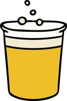 quirky hand drawn cartoon glass of beer vector