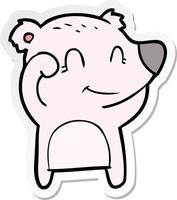 sticker of a tired smiling bear cartoon vector