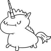 garabato de dibujo lineal de un unicornio mágico vector