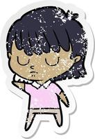 distressed sticker of a cartoon woman vector