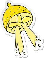 sticker of a quirky hand drawn cartoon lemon vector