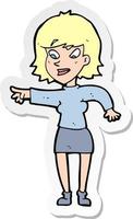 sticker of a cartoon woman pointing vector