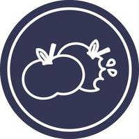 bitten apples circular icon vector