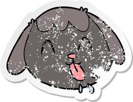 pegatina angustiada de una cara de perro de dibujos animados vector