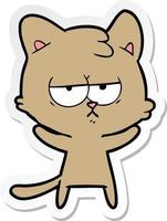 sticker of a bored cartoon cat vector