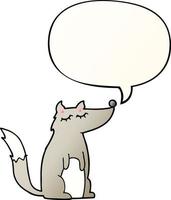 cartoon wolf and speech bubble in smooth gradient style vector