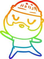 dibujo de línea de gradiente de arco iris hombre de dibujos animados con barba vector