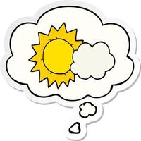 cartoon weather and thought bubble as a printed sticker vector
