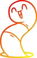 warm gradient line drawing cartoon happy worm vector