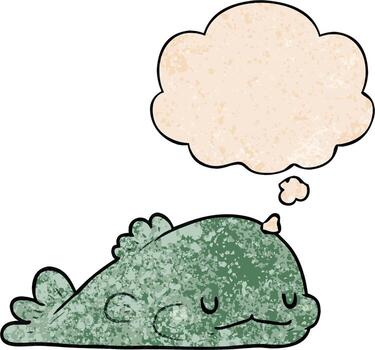 cartoon fish and thought bubble in grunge texture pattern style vector