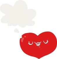 cartoon love heart and thought bubble in retro style vector