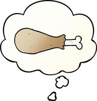 cartoon chicken leg and thought bubble in smooth gradient style vector