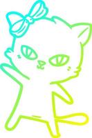cold gradient line drawing cute cartoon cat vector