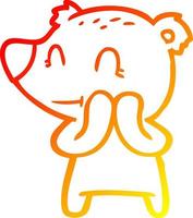 warm gradient line drawing smiling bear cartoon vector