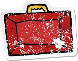 distressed sticker of a cartoon briefcase vector