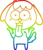 rainbow gradient line drawing cute cartoon dog vector