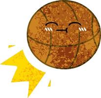 retro illustration style cartoon basketball vector