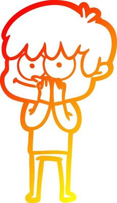 warm gradient line drawing happy cartoon man