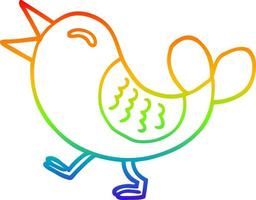 rainbow gradient line drawing cartoon red bird vector