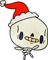 christmas textured cartoon of kawaii skeleton vector