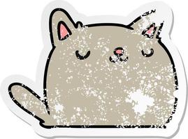 distressed sticker cartoon of cute kawaii cat vector