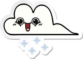 sticker of a cute cartoon snow cloud vector