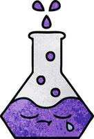 retro grunge texture cartoon science beaker vector