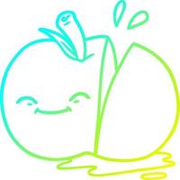 cold gradient line drawing cartoon sliced apple vector