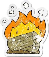 distressed sticker of a cartoon campfire vector