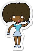 sticker of a cartoon woman waving vector