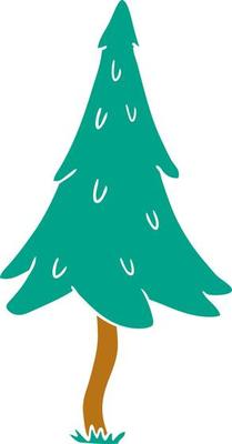 cartoon doodle of woodland pine trees
