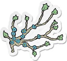 sticker of a cartoon flowering branch vector