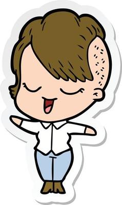 sticker of a happy cartoon girl