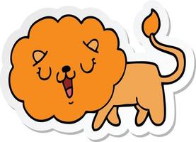 sticker of a cute cartoon lion vector