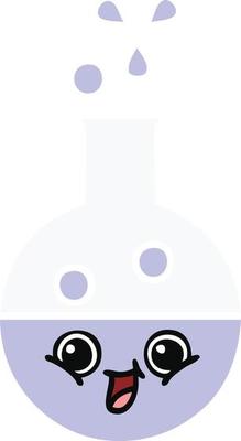 flat color retro cartoon test tube