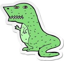 sticker of a cartoon dinosaur vector