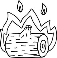 quirky line drawing cartoon campfire vector