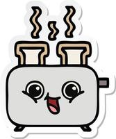 sticker of a cute cartoon of a toaster vector