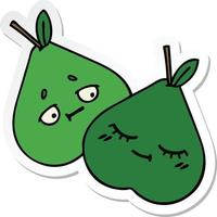sticker of a cute cartoon pears vector