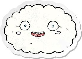 retro distressed sticker of a happy cartoon cloud vector