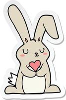 sticker of a cartoon rabbit in love vector