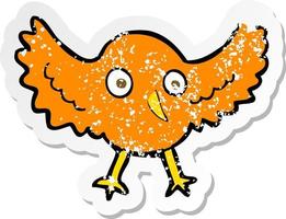 retro distressed sticker of a cartoon bird vector