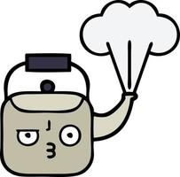 cute cartoon steaming kettle vector
