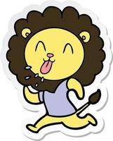 sticker of a happy cartoon lion vector