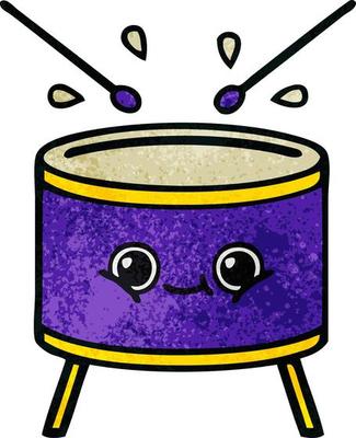 retro grunge texture cartoon drum