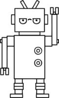 line drawing cartoon annoyed robot vector