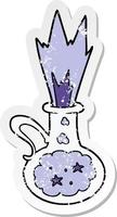 distressed sticker of a cartoon magic potion vector