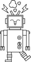 line drawing cartoon robot vector