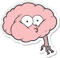 sticker of a cartoon impressed brain vector