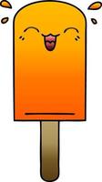 quirky gradient shaded cartoon orange ice lolly vector